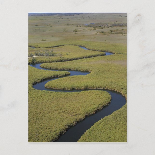 Botswana, Afrika. Flygbild över Okavangofloden. Vykort (Framsida)