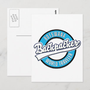 Botswana backpacker världsresenär logotyp. vykort