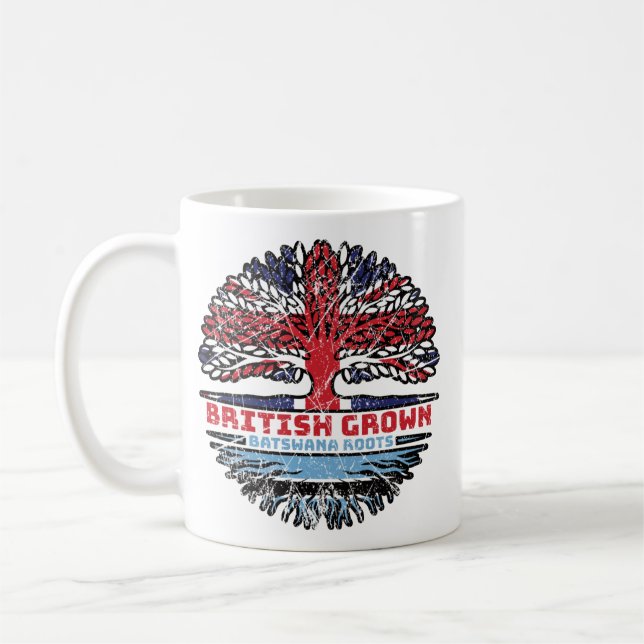 Botswana Batswana British Träd Roots Flagga Kaffemugg (Vänster)
