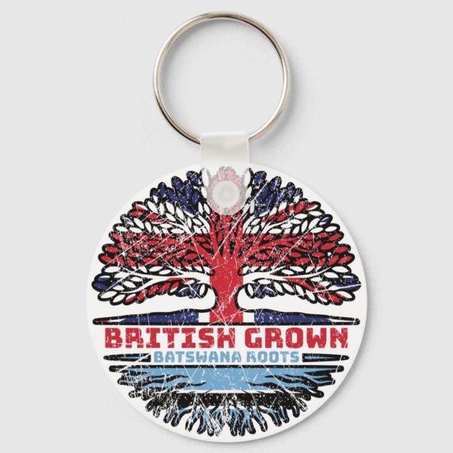 Botswana Batswana British Träd Roots Flagga Nyckelring (Framsida)