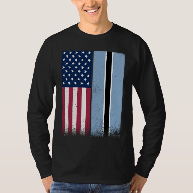 Botswana  Botswana Amerikanska flaggor Stolt USA B T Shirt (Framsida)