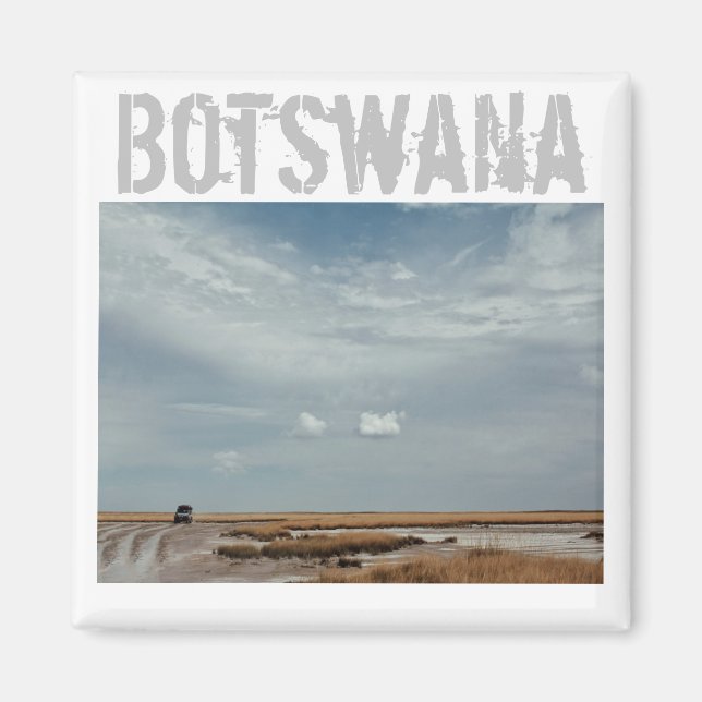 Botswana Car Travel Salt Pan Magnet (Framsidan)