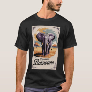 Botswana Elephant Illustration Travel Art Vintage T Shirt