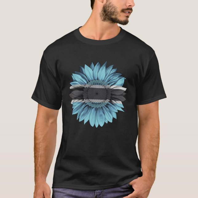 Botswana Flag Sunflower Batswana Roots Proud Patri T Shirt (Framsida)