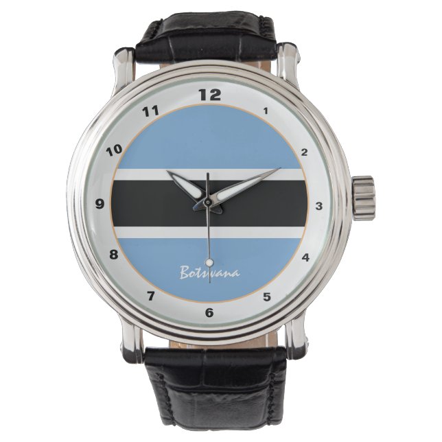 Botswana Flagga & Botswana trendig mode /design Armbandsur (Framsida)