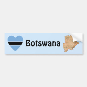 Botswana Flagga Hjärta + Karta Bildäckslapp Bildekal