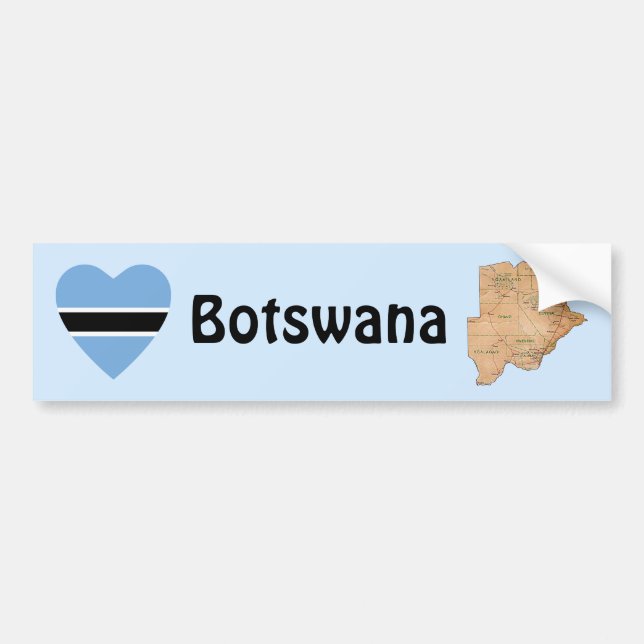 Botswana Flagga Hjärta + Karta Bildäckslapp Bildekal (Framsidan)