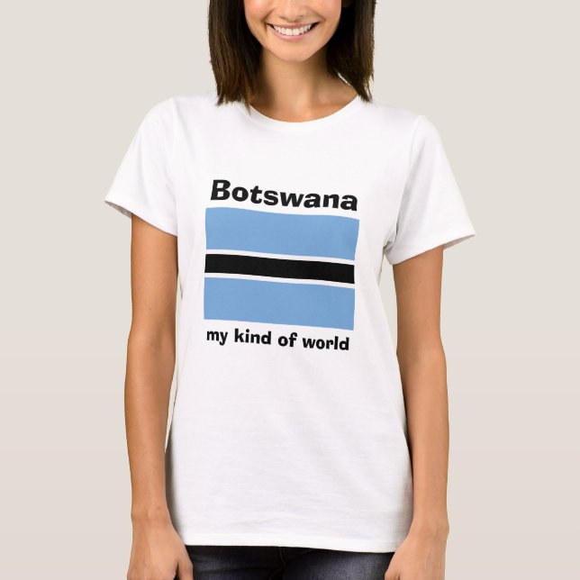 Botswana Flagga + Karta + Text T-Shirt (Framsida)