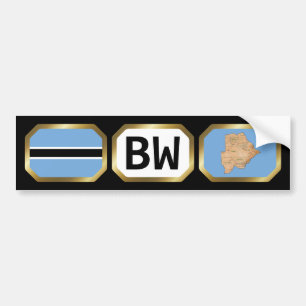 Botswana Flagga Kartkod Bildelarvklistermärke Bildekal