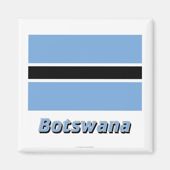 Botswana Flagga med Namn Magnet (Framsidan)