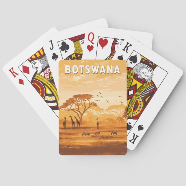 Botswana Illustration Travel Art Vintage Casinokort (Baksidan)