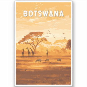 Botswana Illustration Travel Art Vintage Klistermärken
