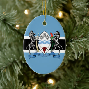 Botswana Jackar Arm/ Flagga Julgransprydnad Keramik