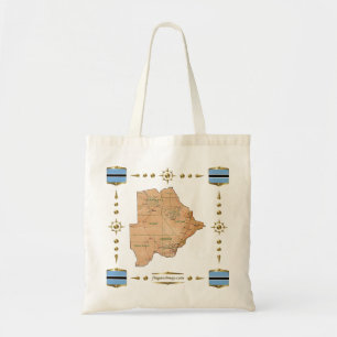 Botswana Karta + Flaggor Bag Tygkasse