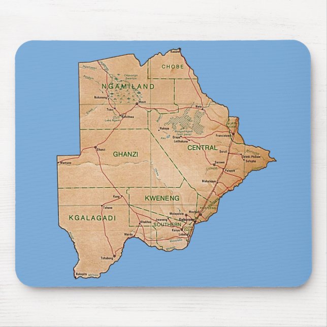 Botswana Karta Mousepad Musmatta (Framsidan)