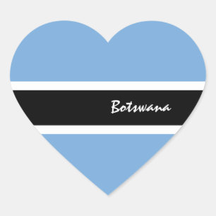 Botswana-klistermärke, hjärta, patriotisk Botswana Hjärtformat Klistermärke