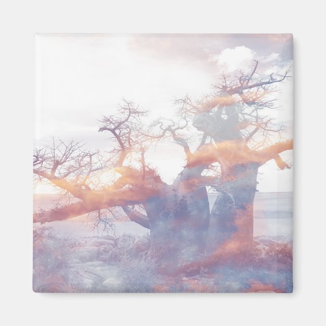 Botswana Kubu Island Baobab Träd Magnet (Framsidan)