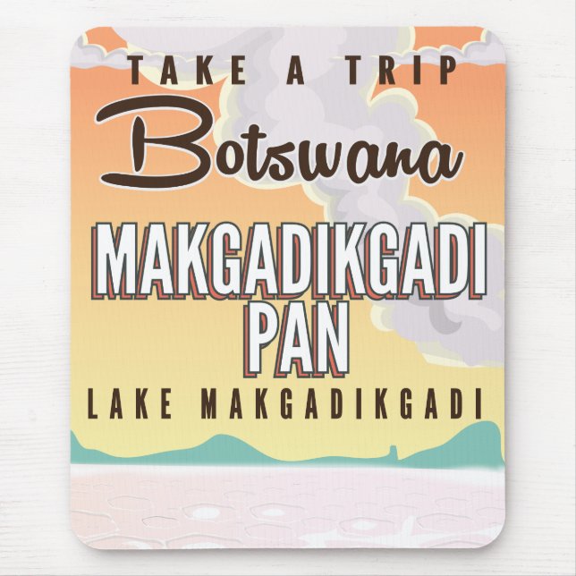 Botswana - Makgadikgadi Pan vintage reseaffisch Musmatta (Framsidan)