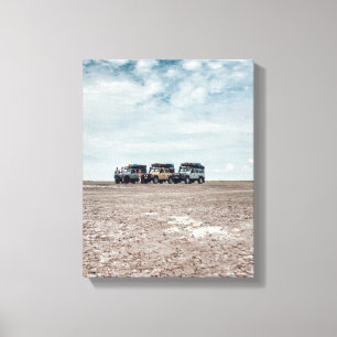 Botswana Makgadikgadi Salt Pans Car 4x4-bilar Canvastryck