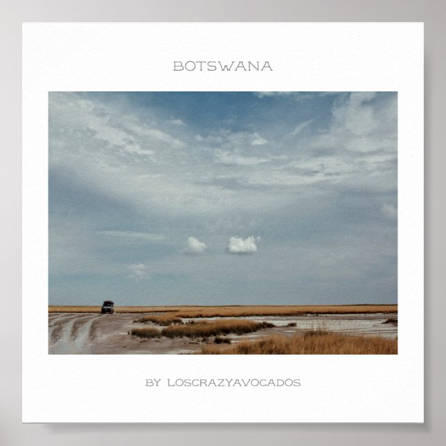 Botswana Makgadikgadi Salt Pans Car Travel Poster (Framsidan)