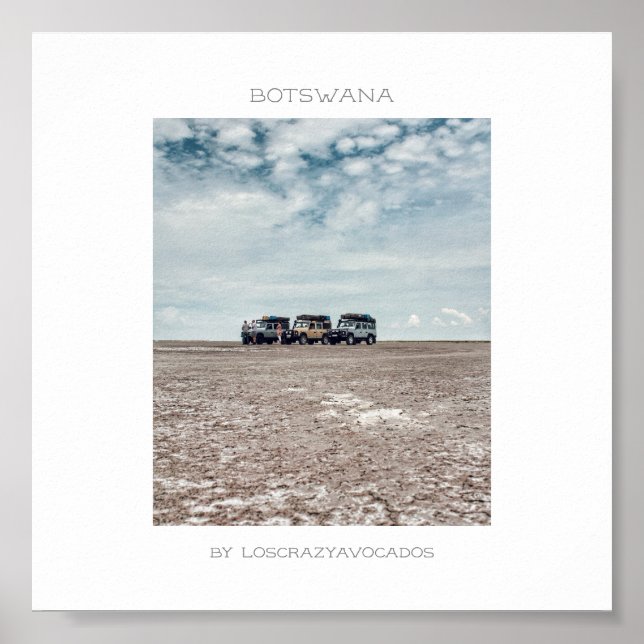 Botswana Makgadikgadi Salt Pans Car Travel Poster (Framsidan)