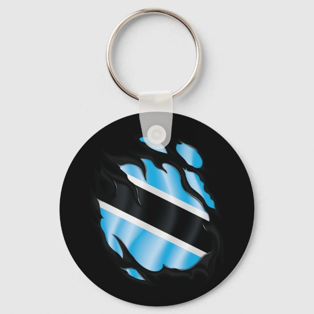 Botswana Ripping Flagga Nyckelring (Framsida)
