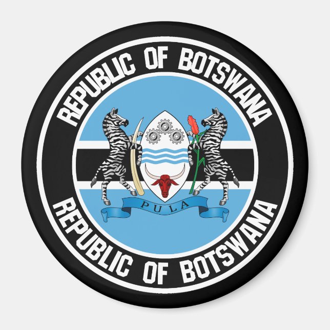 Botswana Round Emblem Magnet (Framsidan)