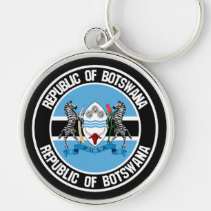 Botswana Round Emblem Rund Silverfärgad Nyckelring