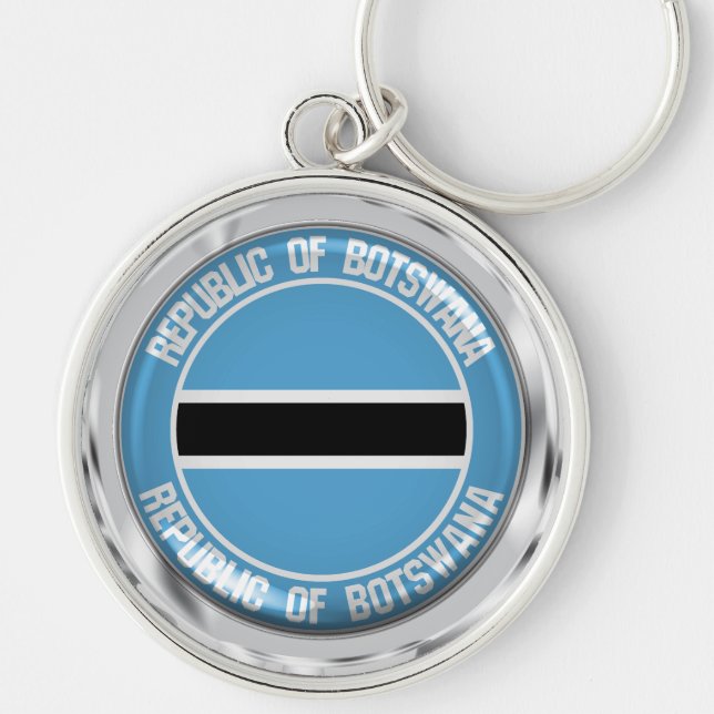 Botswana Rund Emblem Silverfärgad Nyckelring (Framsidan)