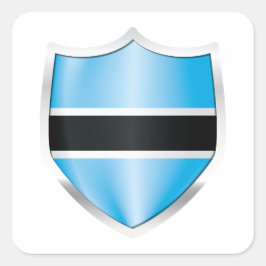 Botswana Silver Shield Flagga Fyrkantigt Klistermärke