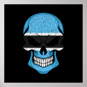 Botswana Smiling Skull Flagga Poster