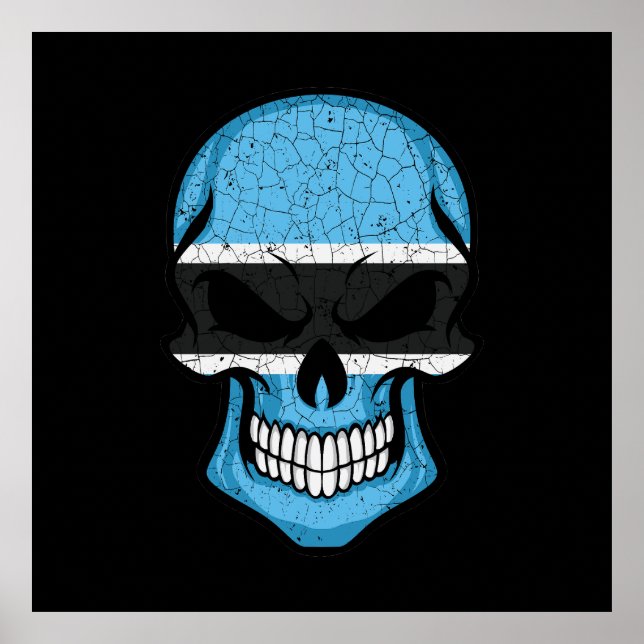 Botswana Smiling Skull Flagga Poster (Framsidan)