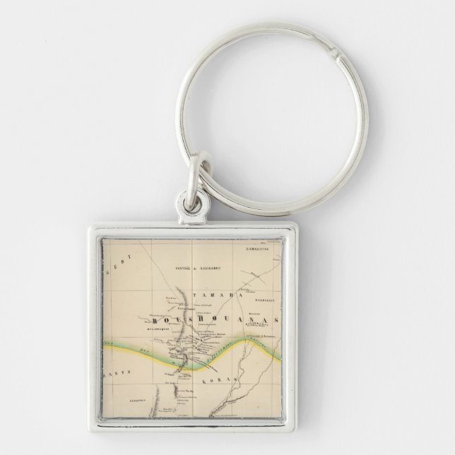 Botswana, södra Afrikan 51 Fyrkantig Silverfärgad Nyckelring (Framsidan)