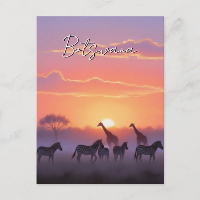 Botswana solnedgång resa vykort (Framsida)