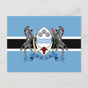 Botswana statsvapen/ flagga vykort
