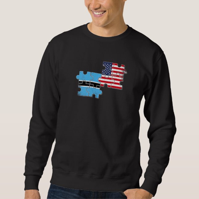 Botswana Usa Kärlek Roots Botswanan American Flagg Lång Ärmad Tröja (Framsida)