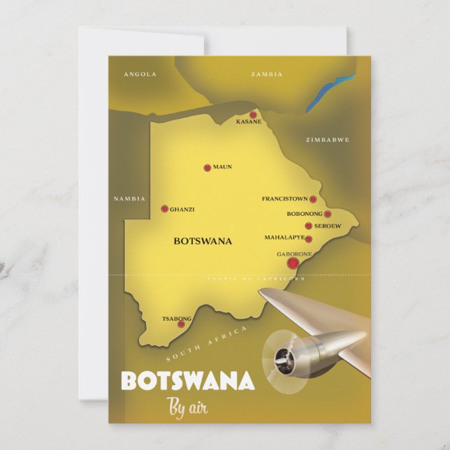 Botswana vintage resestil resemapposter. Träväggs  Spara Datumet (Framsida)