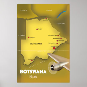 Botswana vintage resestil travelaffisch. poster