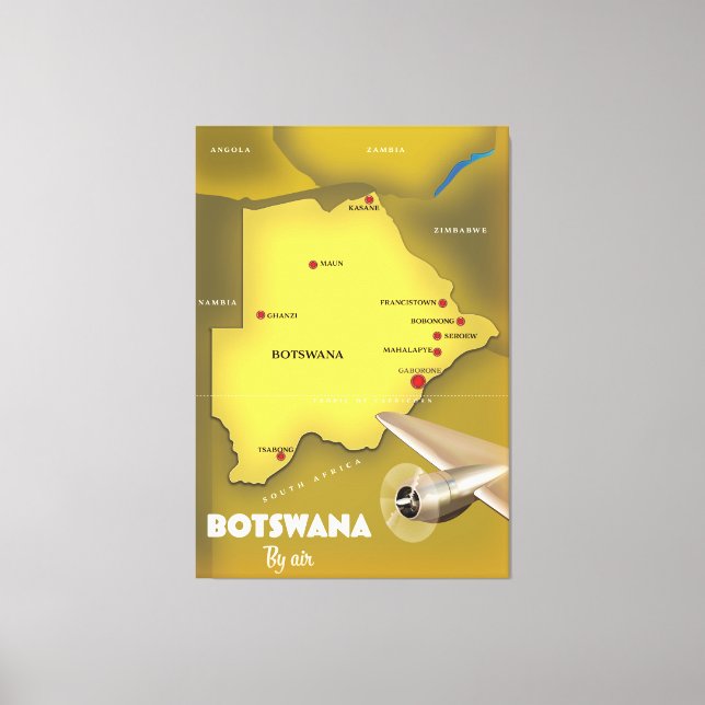 Botswana vintage resestiliserad affisch. canvastryck (Framsida)