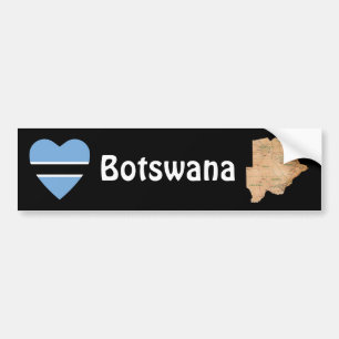 Botswansk flaggahjärta + Kartabildekal Bildekal