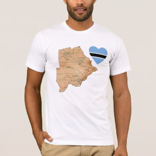 Botswansk flaggahjärta och kartaT-tröja T Shirt