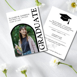 Botten välvd fotogradueringsinbjudan inbjudningar