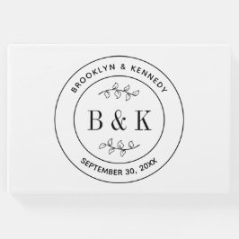 Bottendesign Blommig Rolig Monogram Bröllop Par Na Gästböcker