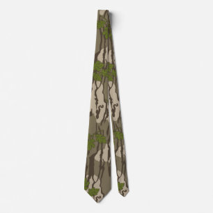 Bottenland camouflage ekträd blad mönster slips