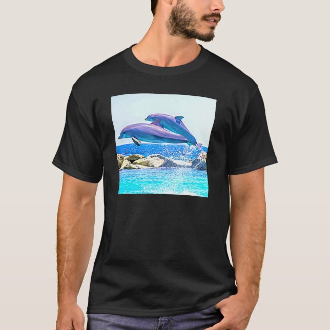 Bottennosdelfiner i Atlanten som bryter mot Vatten T Shirt (Framsida)