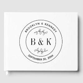 Bottenskapad blomster-rolig-monogram- bröllopsparn gästböcker