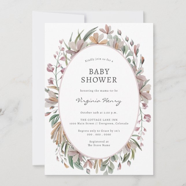 Bottenskaplig Elegant Babyfirande Inbjudan (Framsida)