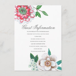 Bottenskydd Rosa grön Blommig Gästinformationskort Tilläggskort