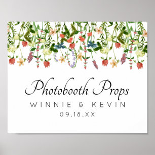 Bottenskylt för fotobås med blommor poster
