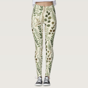 Bottentryckta blad Mönster – Ferntryck Leggings